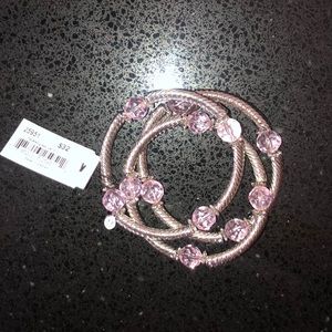 NWT Set of 3 Pink Faceted Glass Bead Bracelets